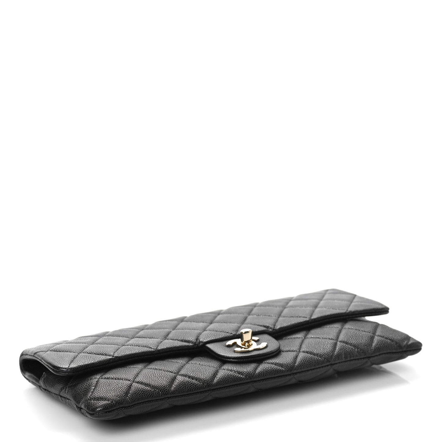 Caviar Quilted Flap Clutch Black