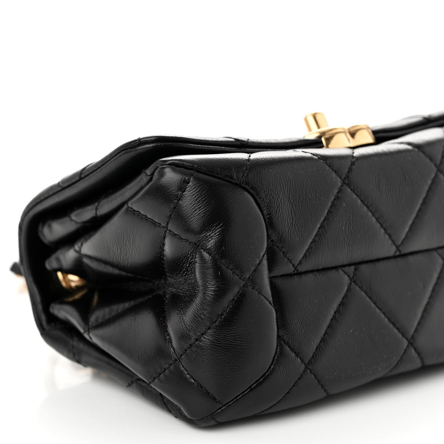 Lambskin Quilted Mini Color Match Flap Black