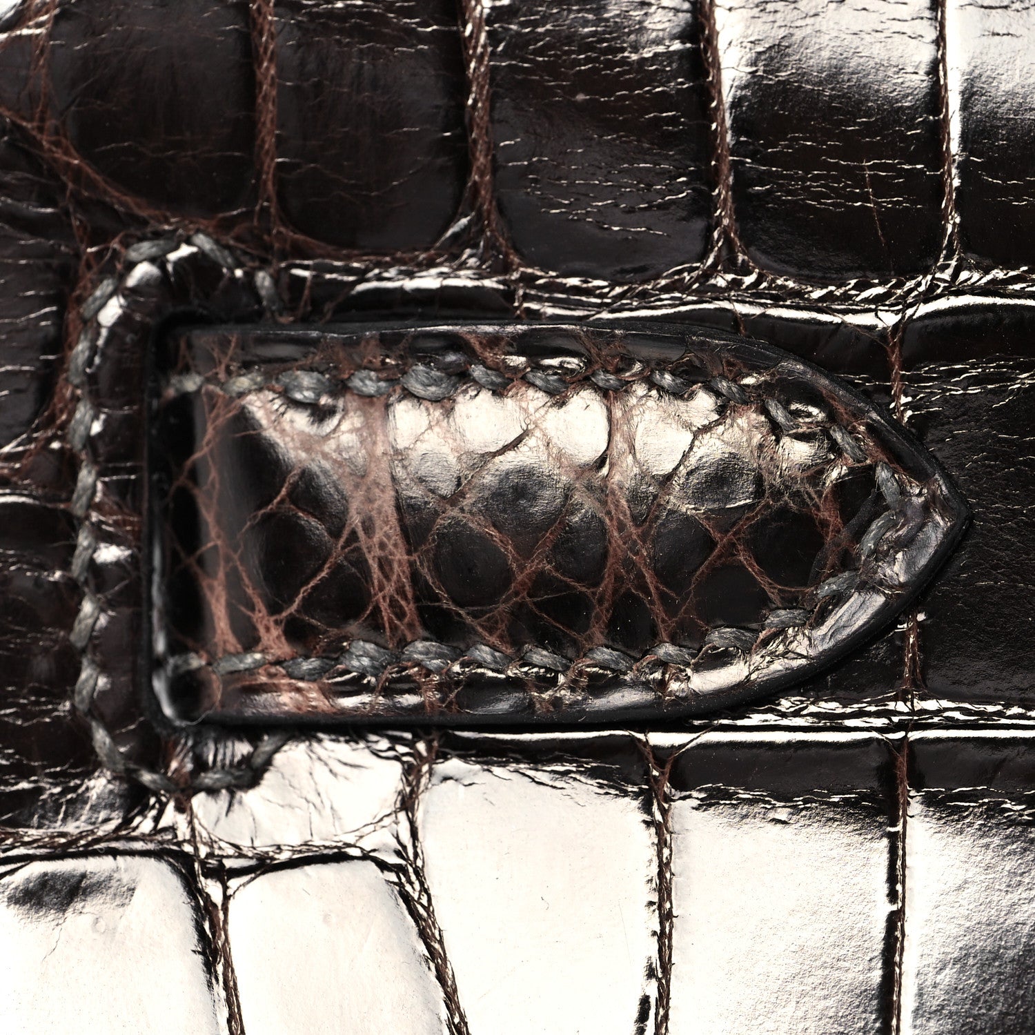 Hermes Shiny Niloticus Crocodile Kelly Sellier 28 Macassar 14 of 38