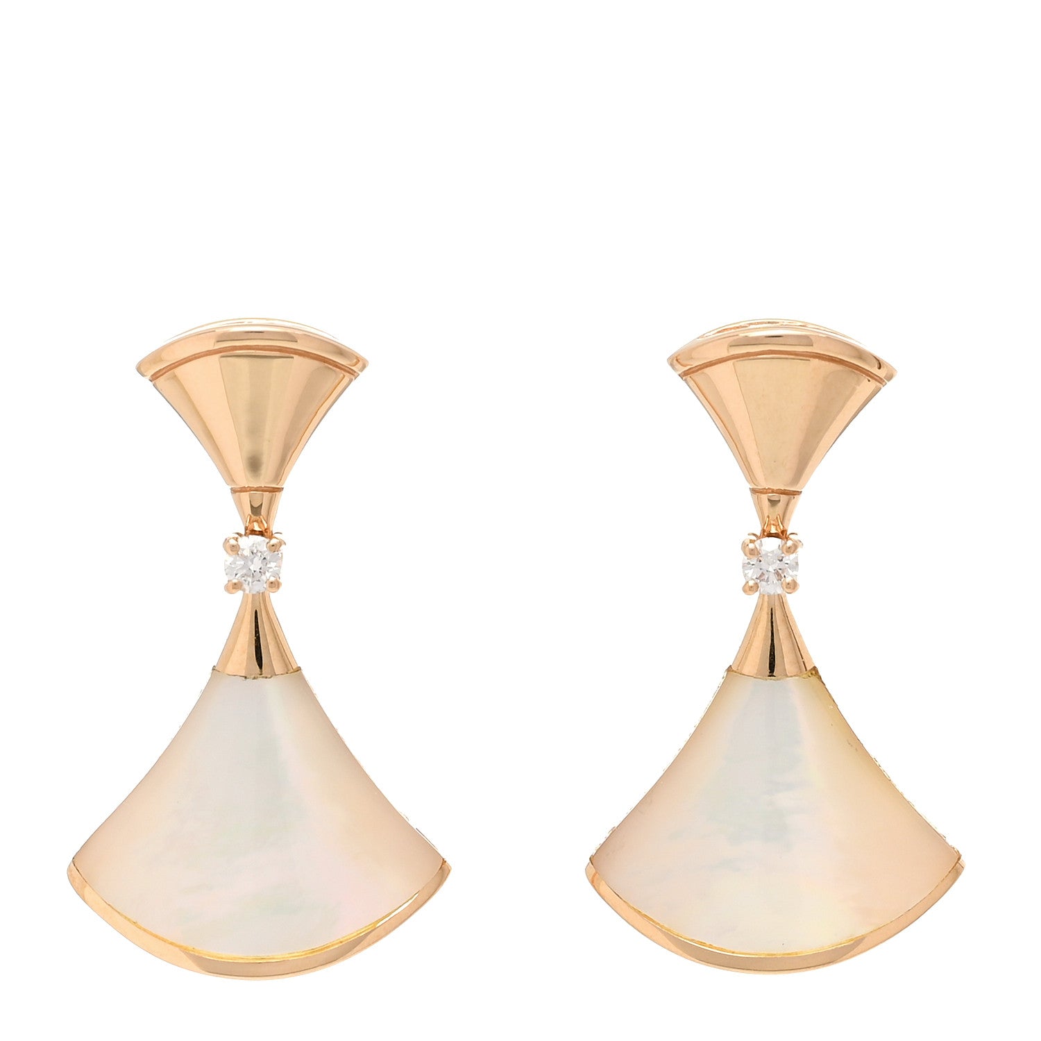 Bulgari 18K Rose Gold Diamond Mother of Pearl Divas' Dream Earrings 1 of 4