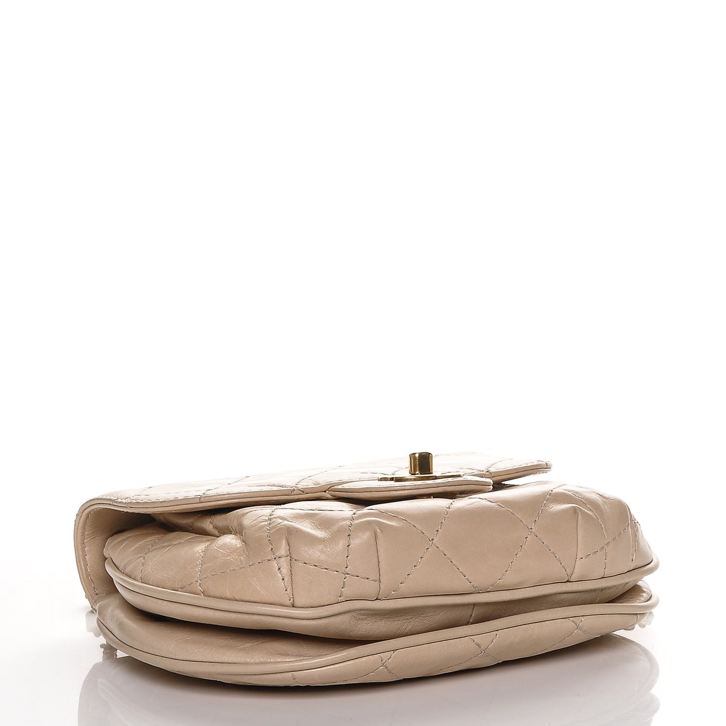 Aged Calfskin Small Bubble CC Flap Beige