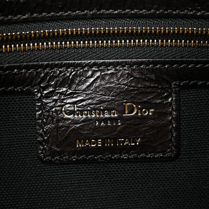 Christian Dior Crinkled Calfskin Macrocannage Large Voyage Bag Black 6 of 11