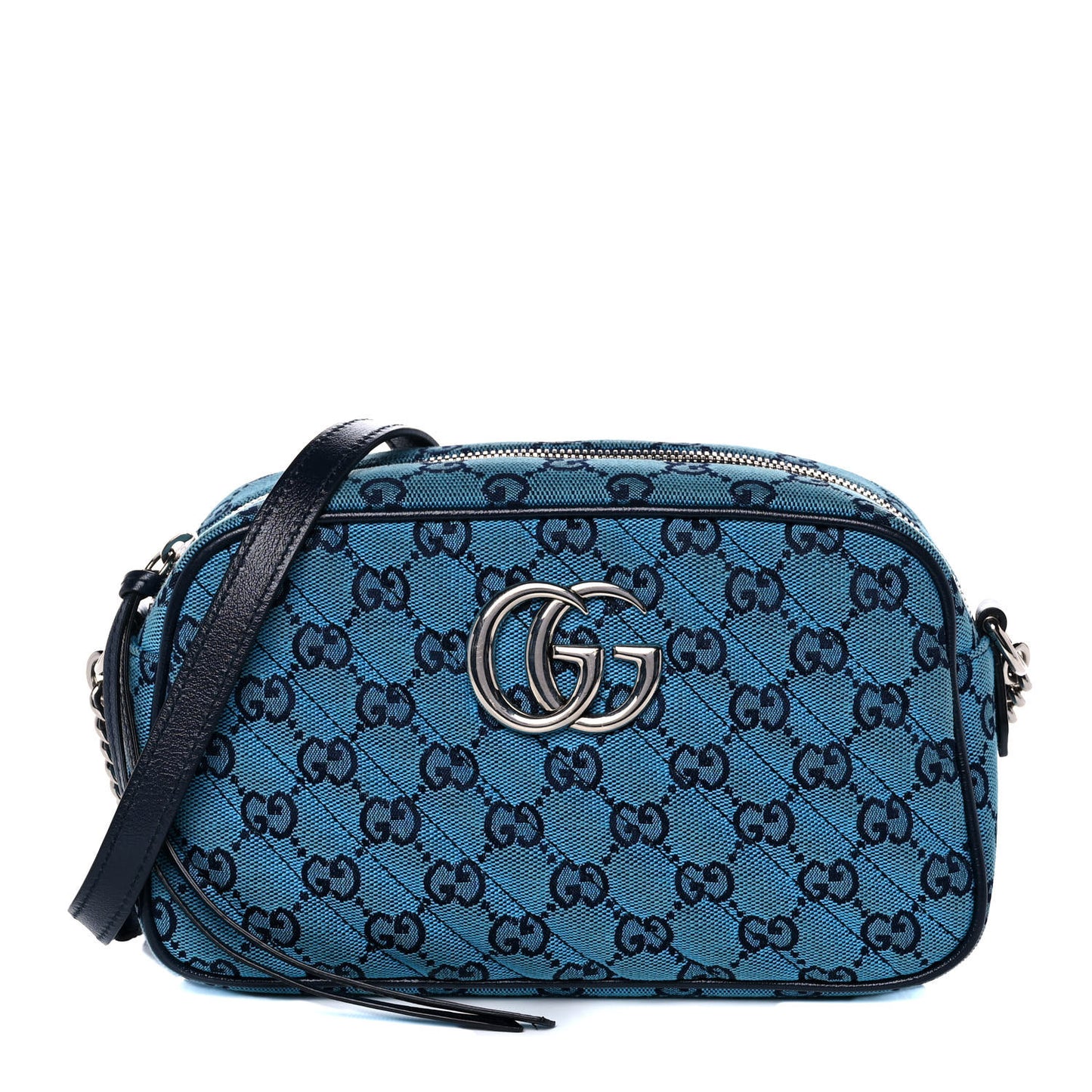 Monogram Multicolor Matelasse Diagonal Small GG Marmont Chain Shoulder Bag Light Blue