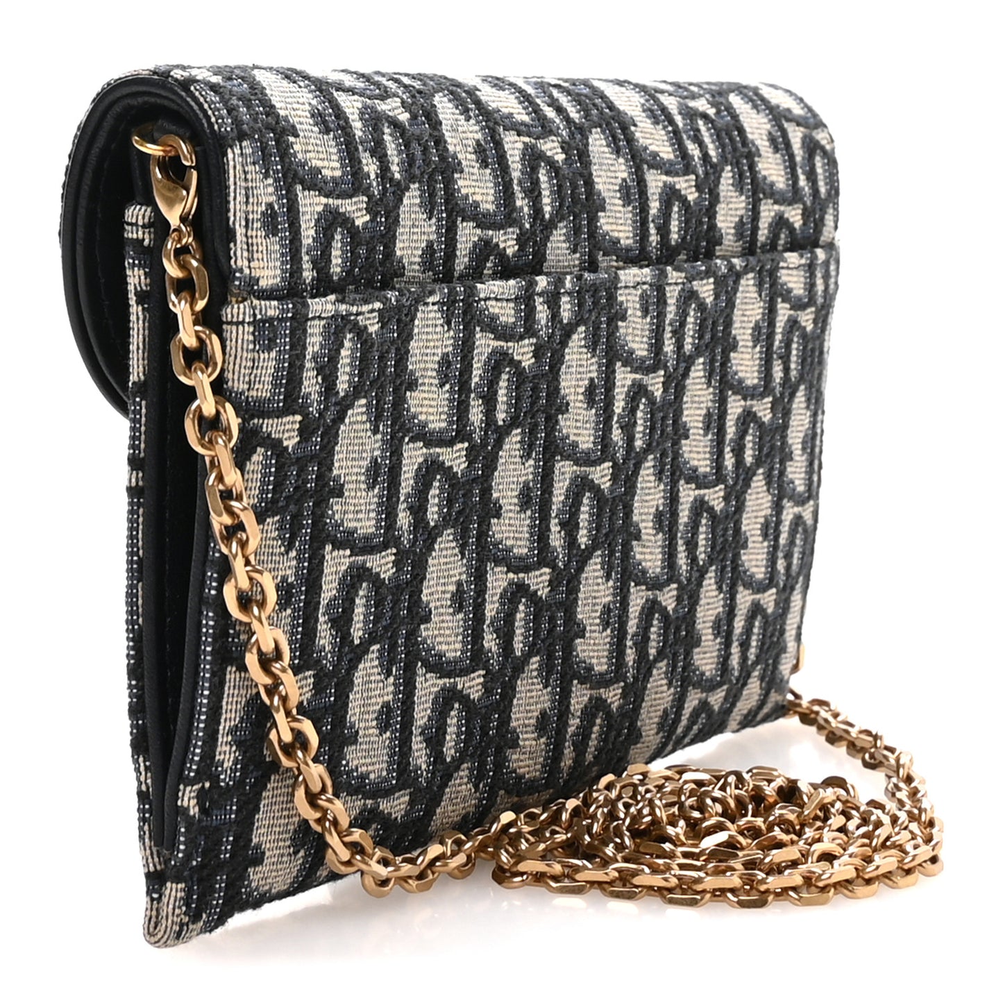 Oblique Saddle Chain Long Wallet Blue