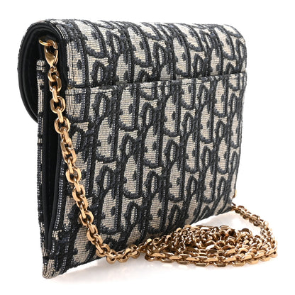 Christian Dior Oblique Saddle Chain Long Wallet Blue 2 of 9