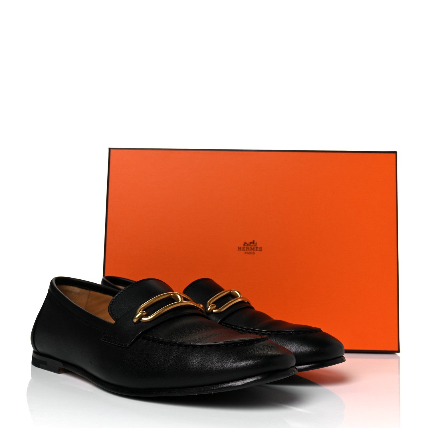 Hermes Calfskin Womens Colette Loafers 38 Black 9 of 9