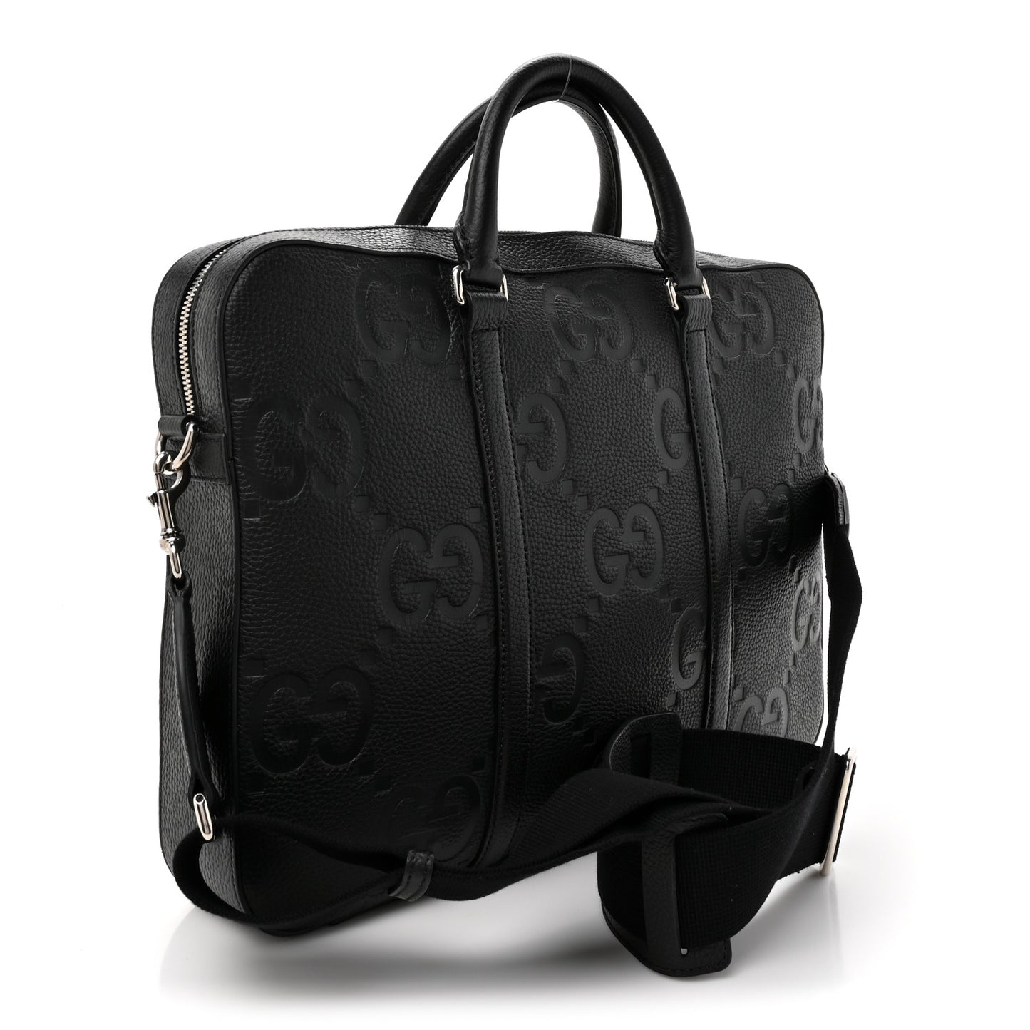 Piuma Calfskin Jumbo GG Embossed Briefcase Black