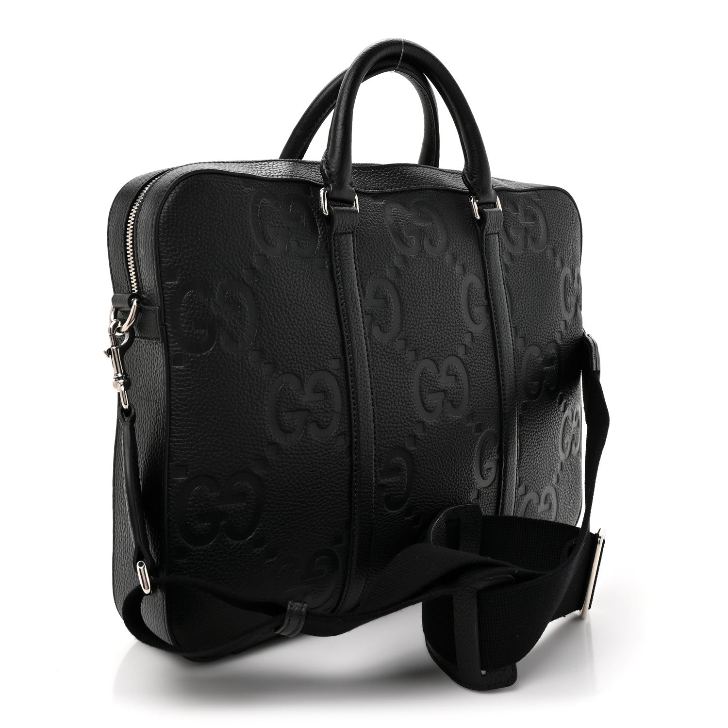 Gucci Piuma Calfskin Jumbo GG Embossed Briefcase Black 3 of 14