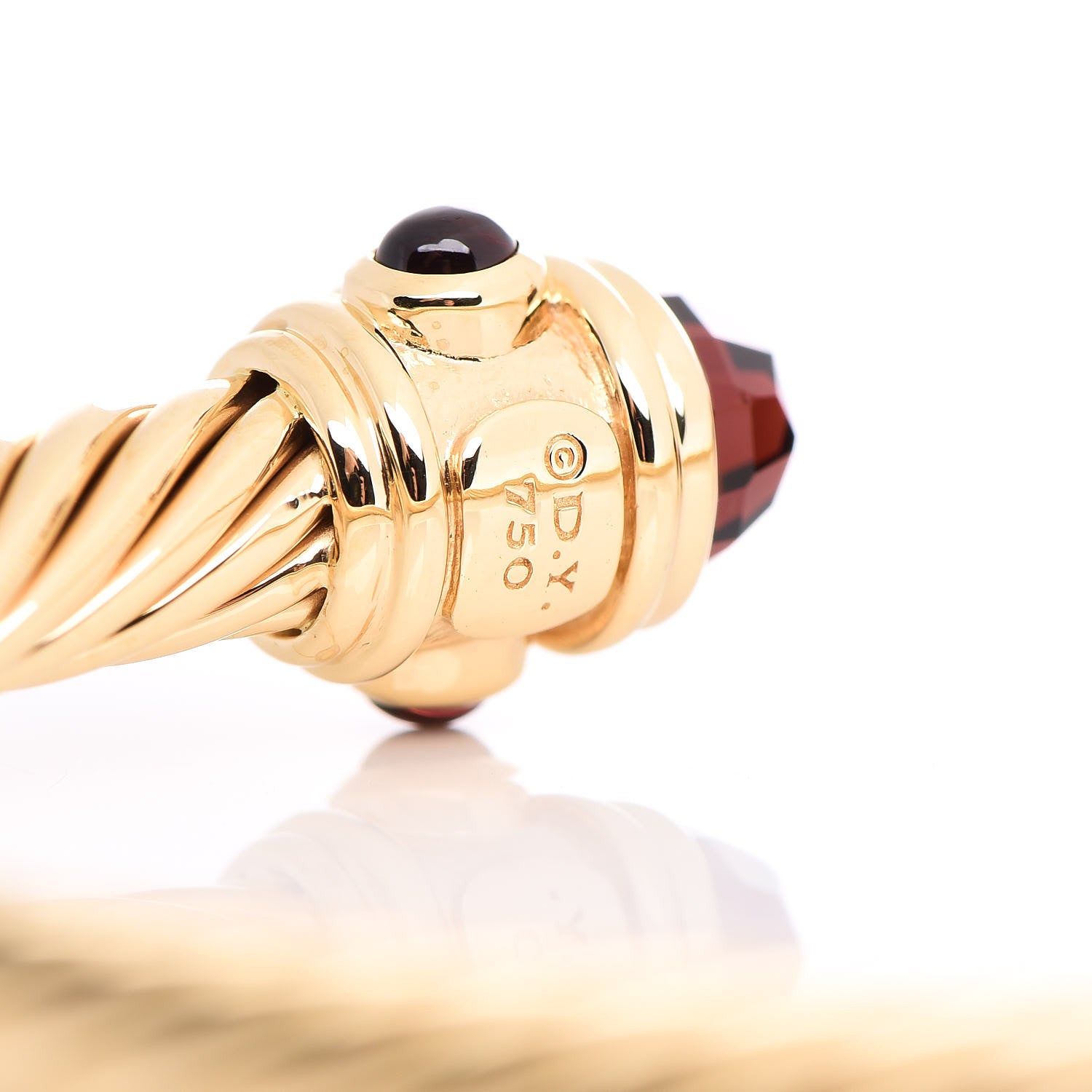David Yurman 18K Yellow Gold Garnet 5mm Renaissance Bracelet 4 of 5