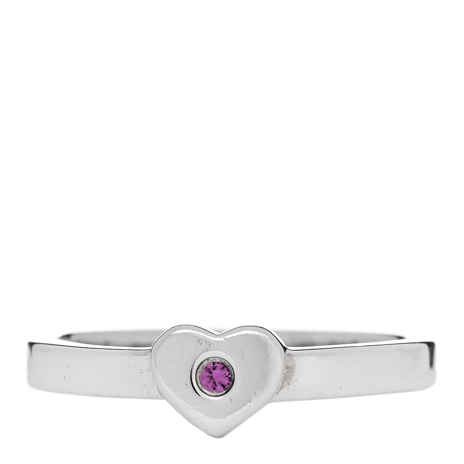 Tiffany Sterling Silver Pink Sapphire Heart Ring 50 5.5 1 of 6