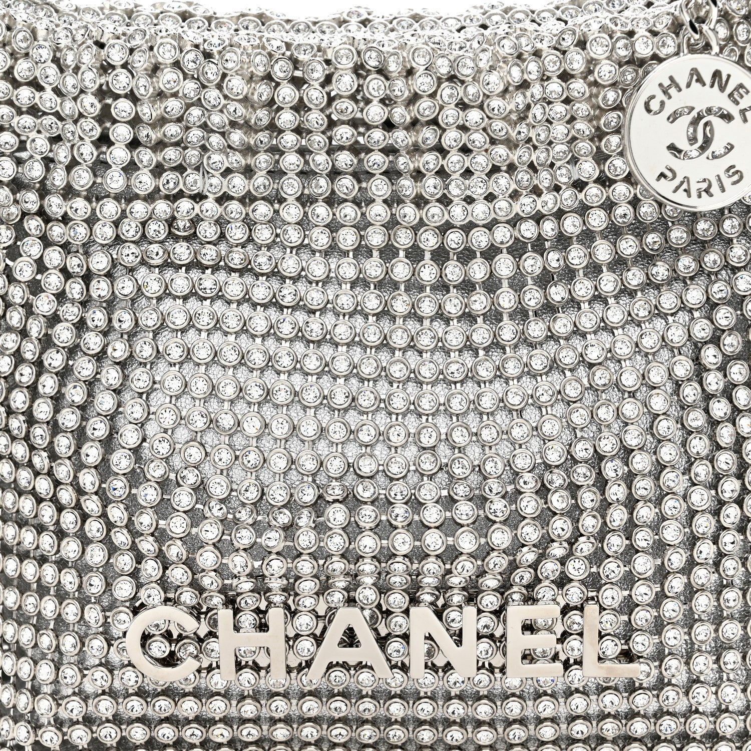 Chanel Crystal Embellished Metallic Lambskin Mini Chanel 22 Silver 8 of 11