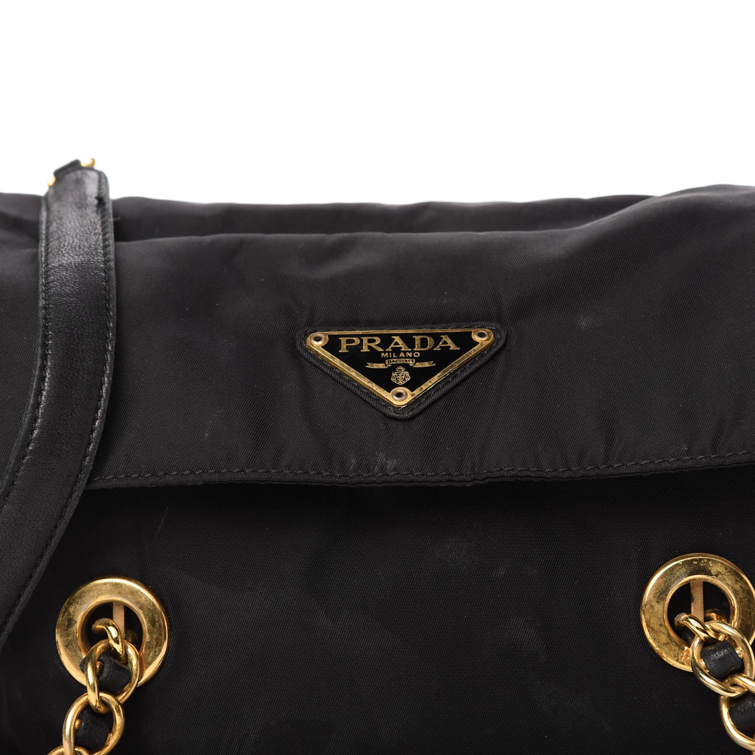 Prada Tessuto Nylon Chain Shoulder Bag Black 10 of 12