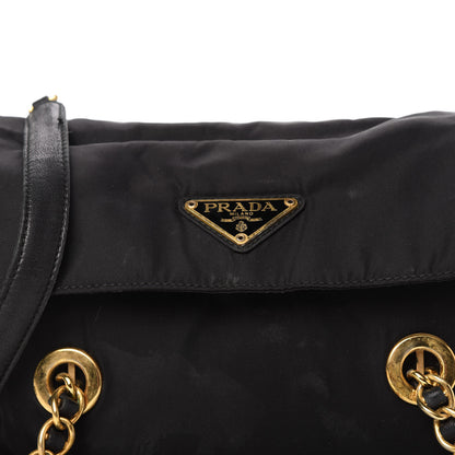 Prada Tessuto Nylon Chain Shoulder Bag Black 10 of 12