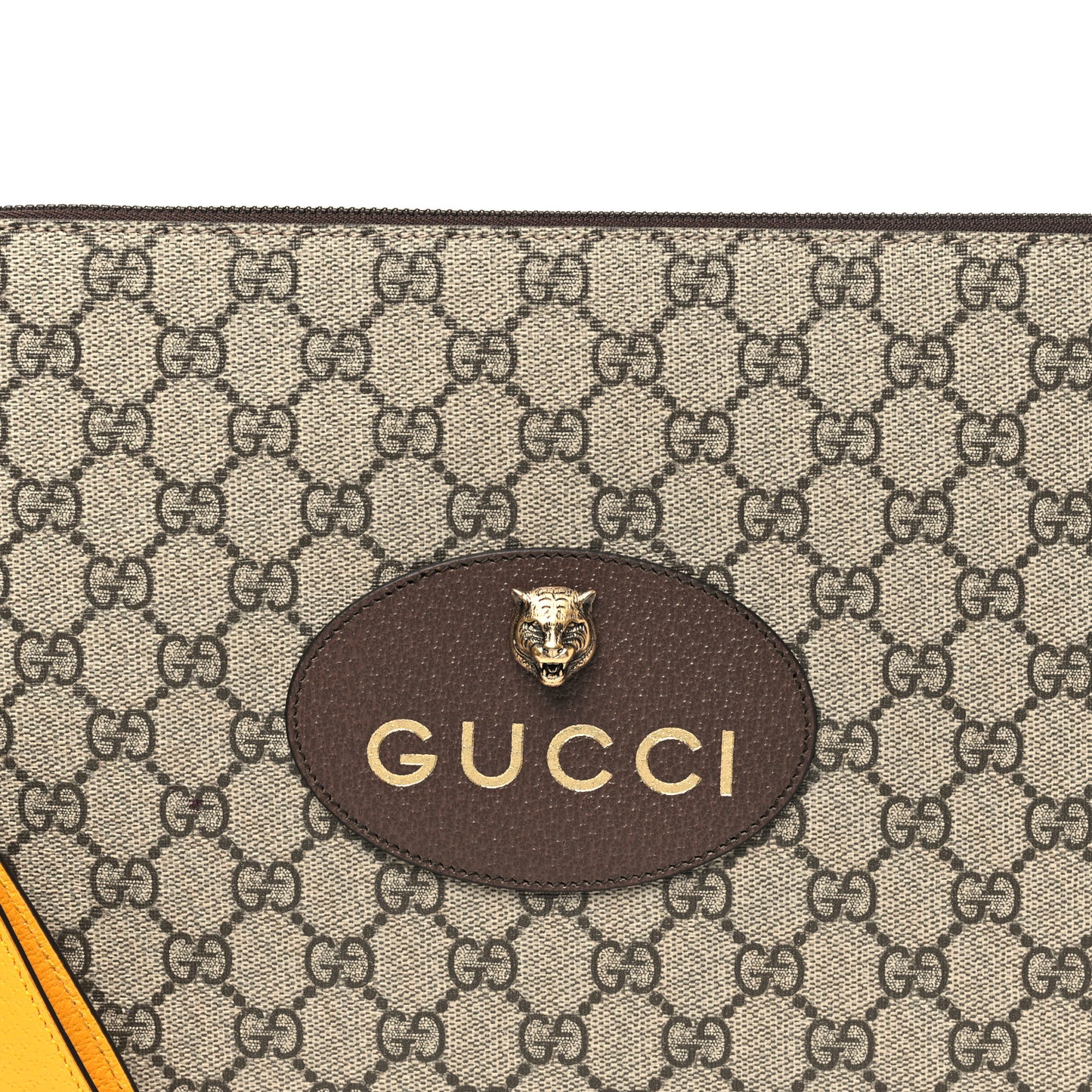 GG Supreme Monogram Neo Vintage Zip Wristlet Pouch Beige New Acero Crop