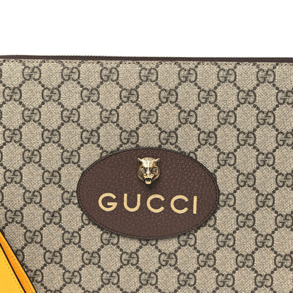Gucci GG Supreme Monogram Neo Vintage Zip Wristlet Pouch Beige New Acero Crop 8 of 9