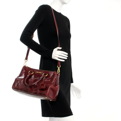 Miu Miu Vitello Shine Double Zip Tote Amaranth 2 of 18