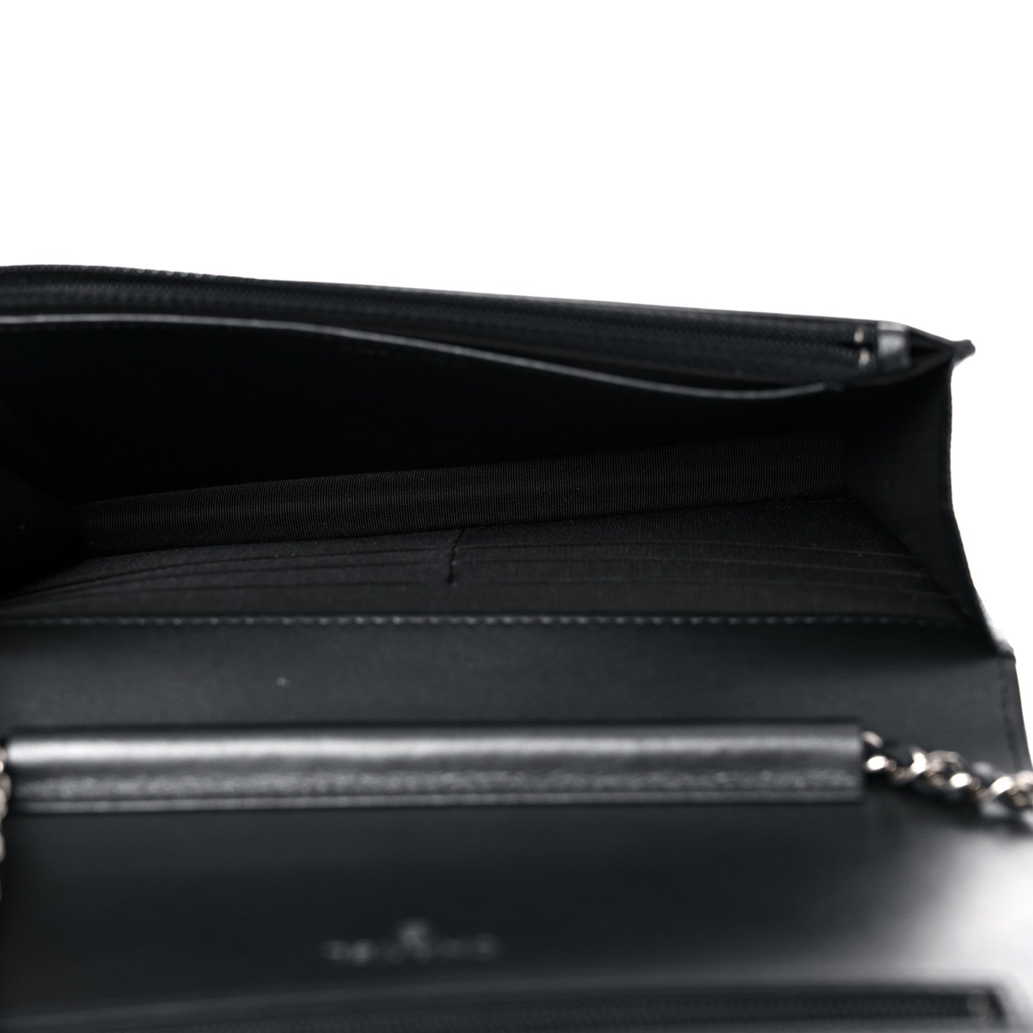 Chanel Metallic Caviar Chevron Quilted Vintage Mademoiselle Wallet On Chain WOC Charcoal 5 of 12