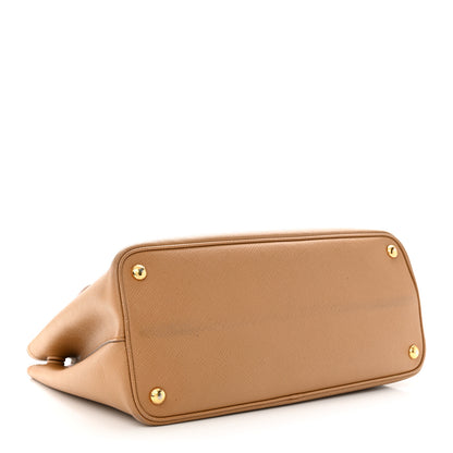 Prada Saffiano Cuir Small Double Bag Caramel Fuoco 4 of 17