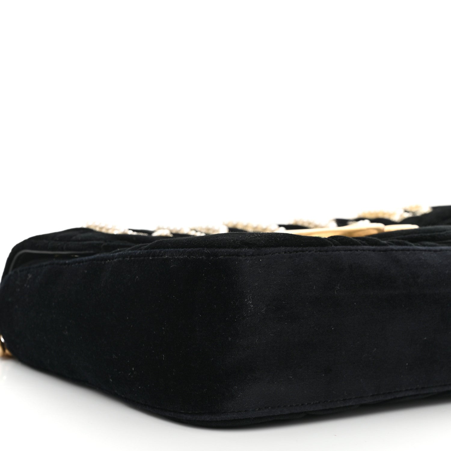 Gucci Velvet Matelasse Loved Embroidered Medium GG Marmont Shoulder Bag Black 9 of 10