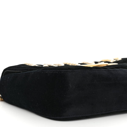 Gucci Velvet Matelasse Loved Embroidered Medium GG Marmont Shoulder Bag Black 9 of 10