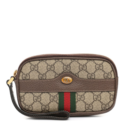 Gucci GG Supreme Monogram Ophidia Phone Case Wristlet Brown 1 of 8