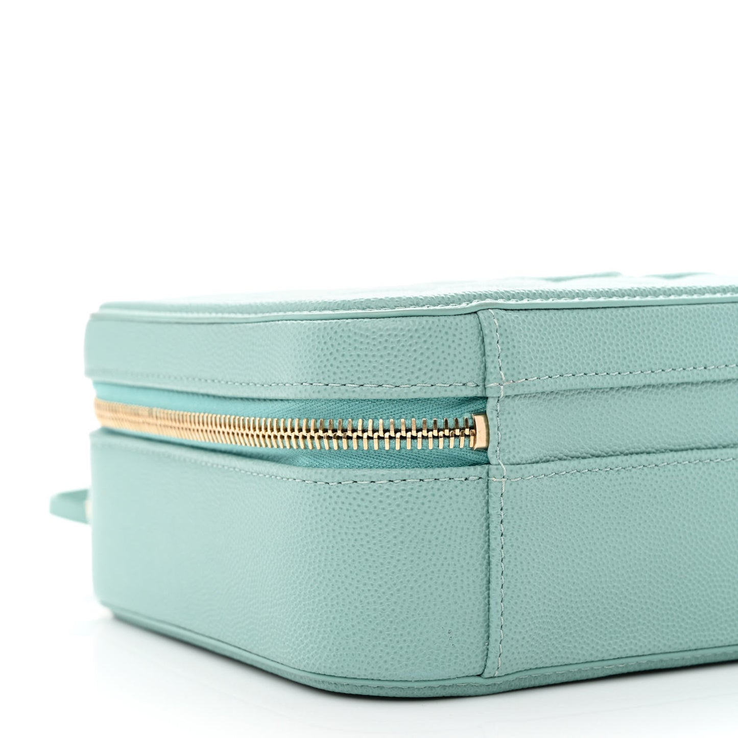 Caviar Quilted Medium CC Filigree Vanity Case Light Blue