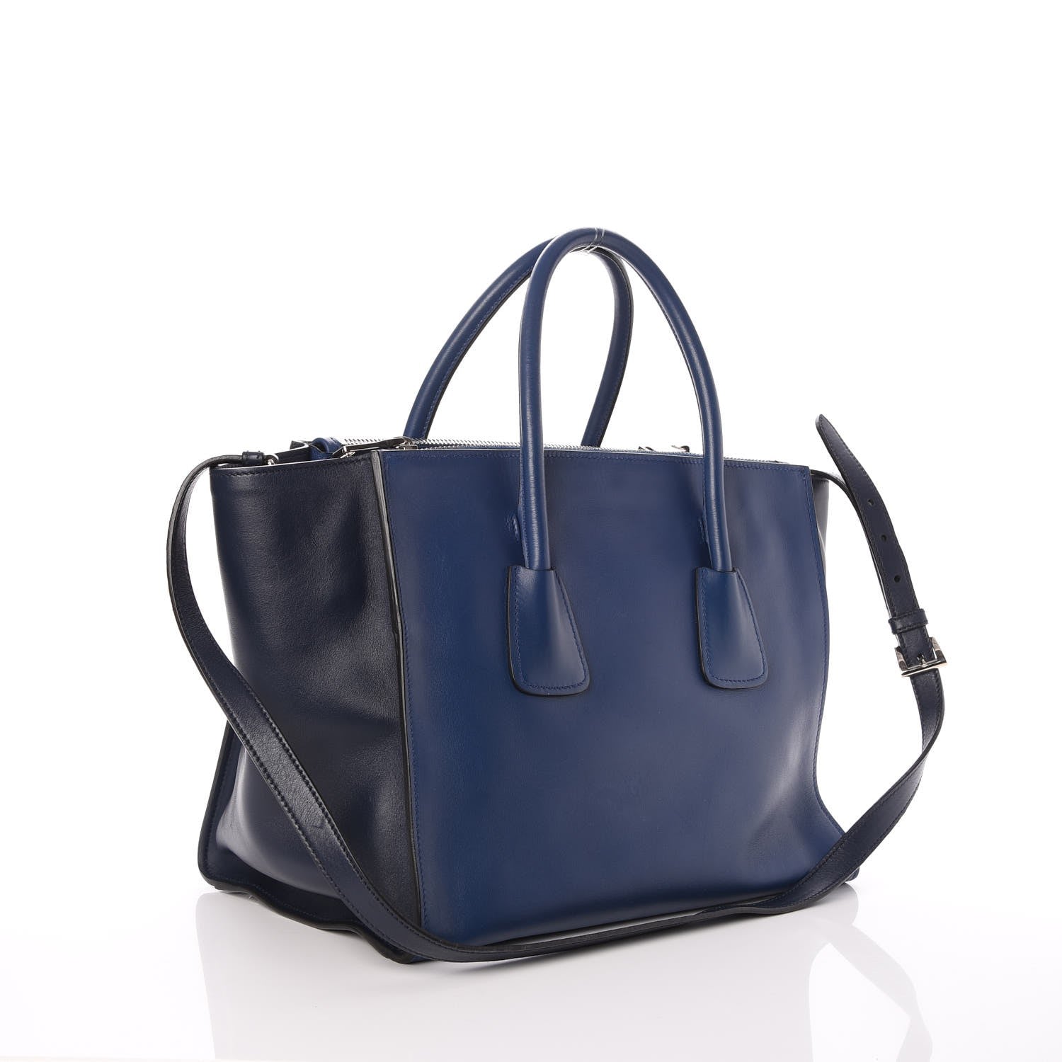 Prada City Calf Bi-Color Twin Pocket Tote Bleuette Baltico 4 of 8