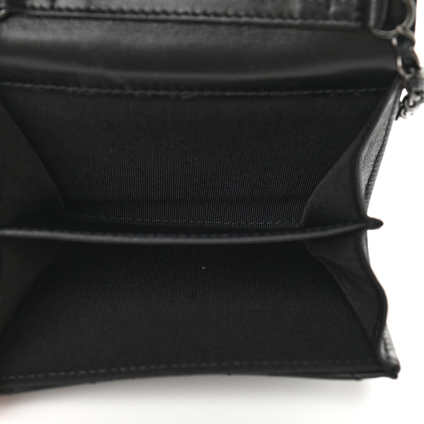 Lambskin Quilted Flap Card Holder On Chain So Black