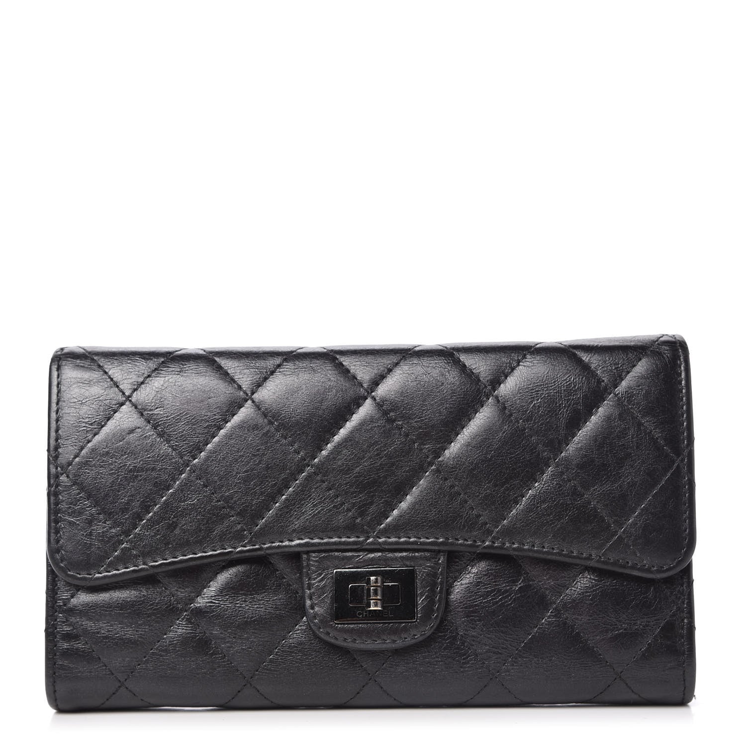 Chanel Metallic Aged Calfskin Quilted Reissue Long Flap Wallet So Black 1 of 11
