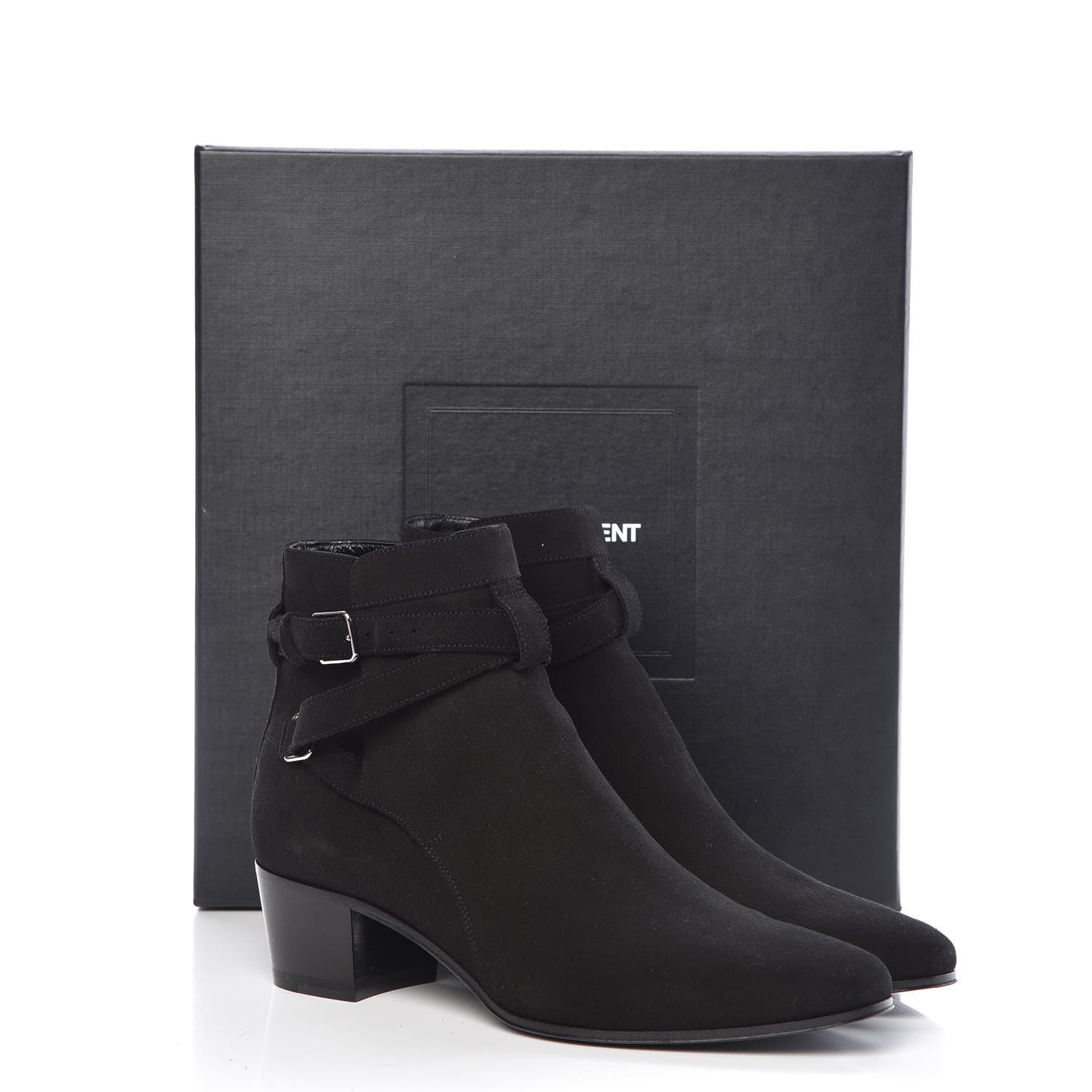 Saint Laurent Suede Jodhpur Calfskin Blake Ankle Boots 37.5 Black 10 of 10