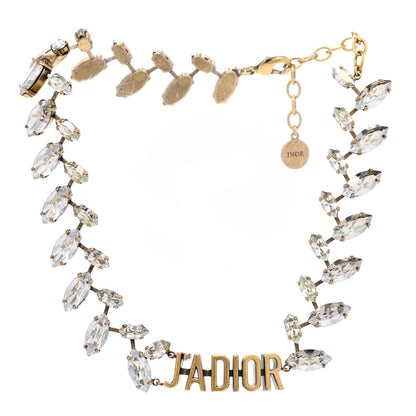 Christian Dior Metal Crystal J'Adior Laurier Choker Necklace Antique Gold 1 of 5