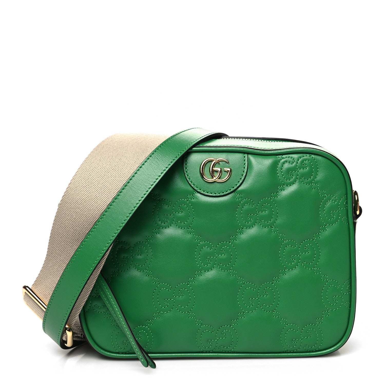 Gucci Calfskin GG Matelasse Shoulder Bag Spring Green Natural 1 of 11