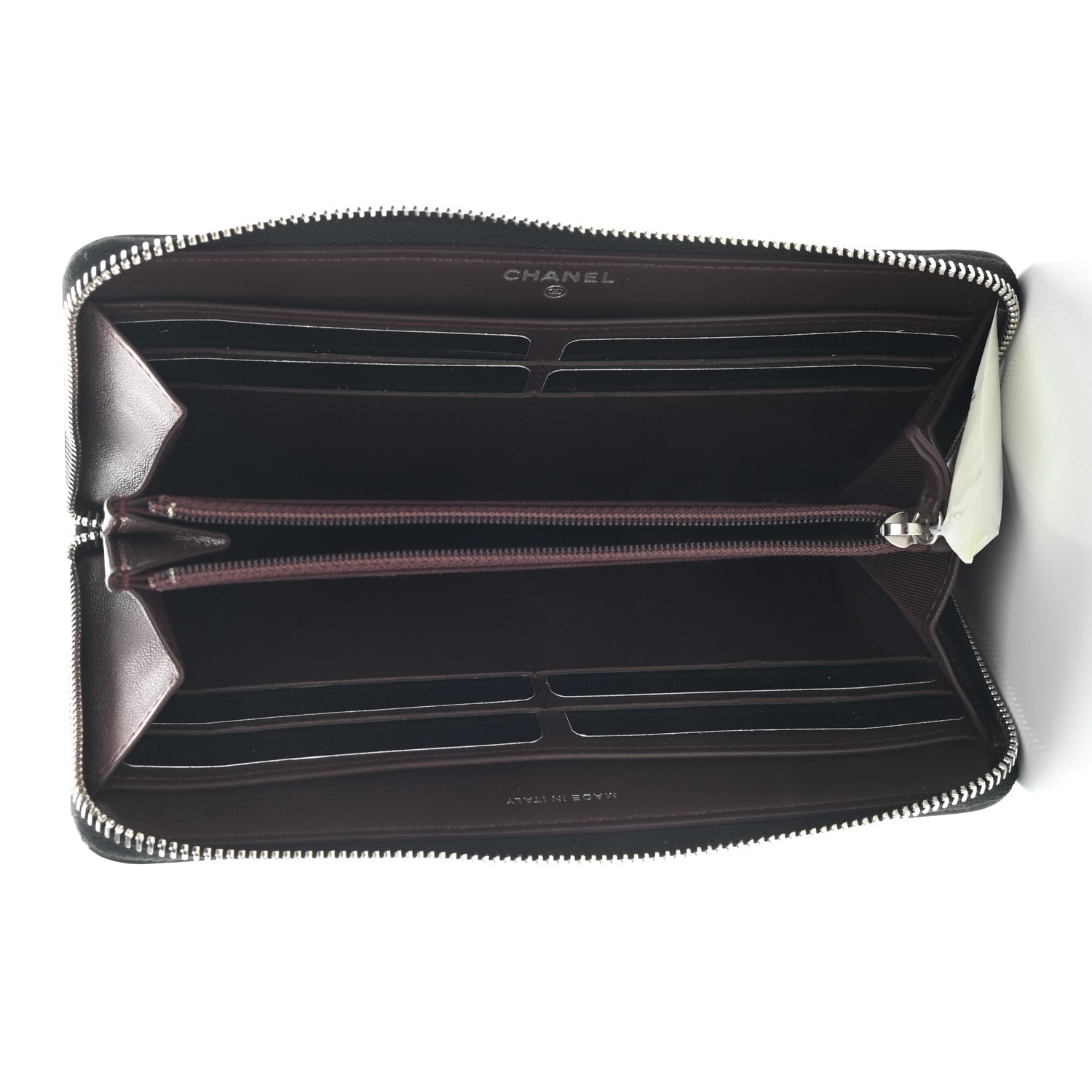 Chanel Lambskin Quilted Large Gusset Zip Around Wallet Black 5 of 7