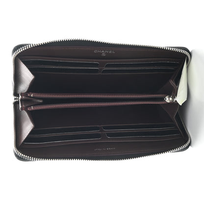 Chanel Lambskin Quilted Large Gusset Zip Around Wallet Black 5 of 7
