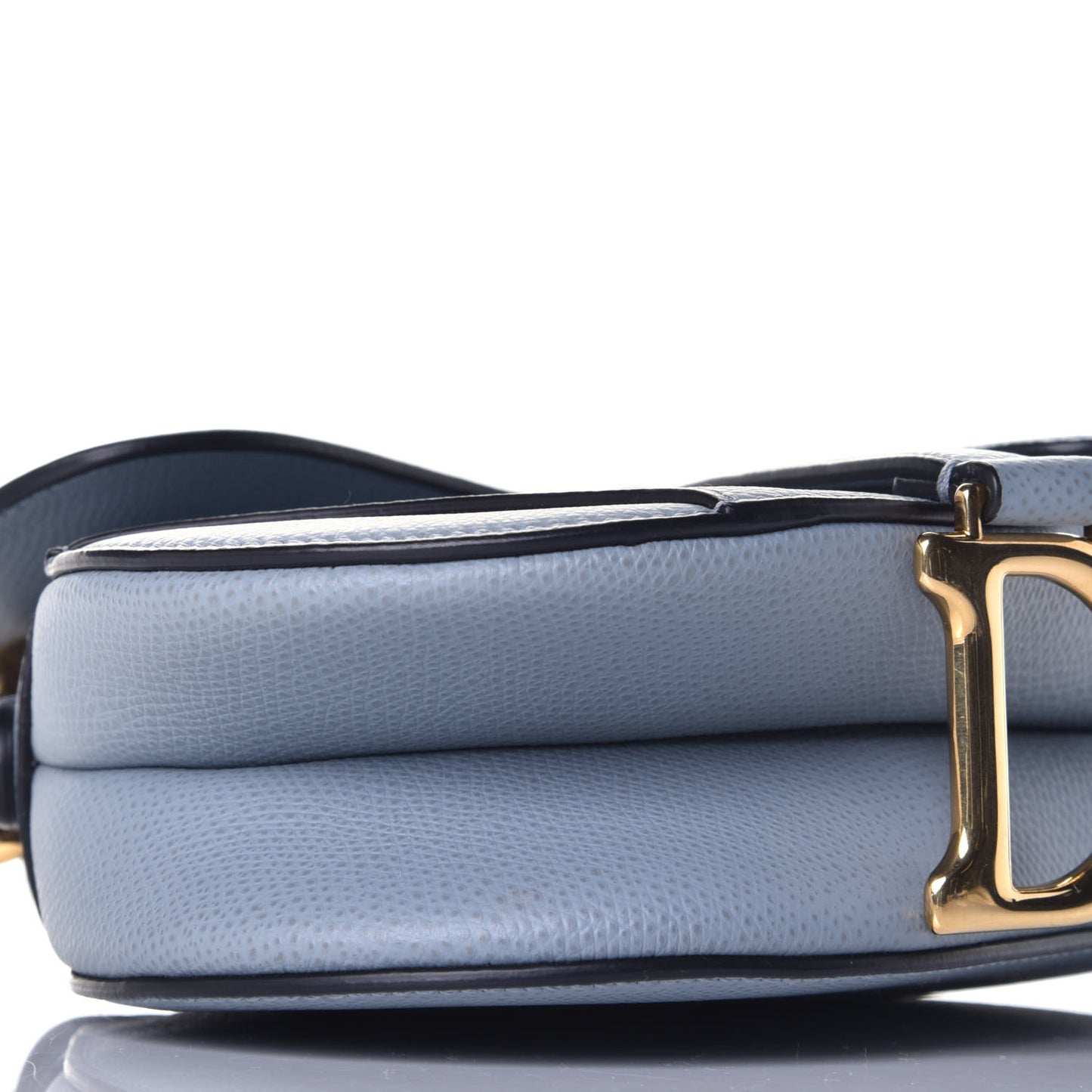 Grained Calfskin Mini Saddle Bag Sky Blue