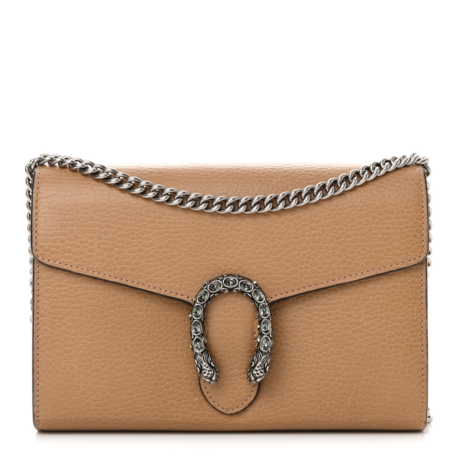 Gucci Dollar Calfskin Crystal Mini Dionysus Chain Wallet Natural Tan Black Diamond 1 of 11