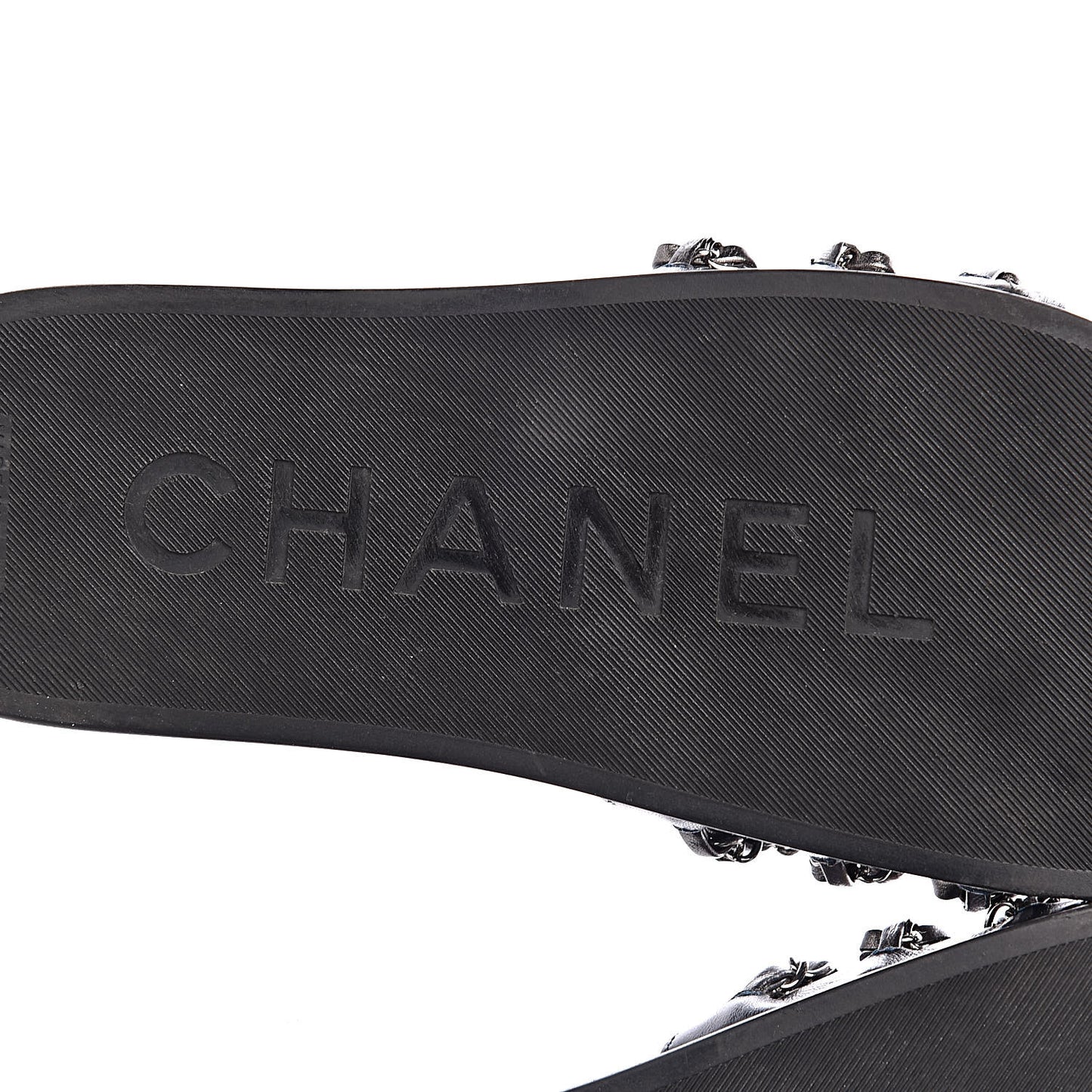 Fantasy Lambskin Chain Flat Sandals 37 Blue