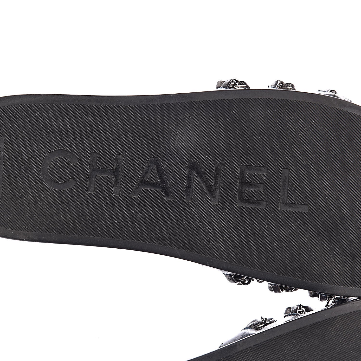 Chanel Fantasy Lambskin Chain Flat Sandals 37 Blue 5 of 8