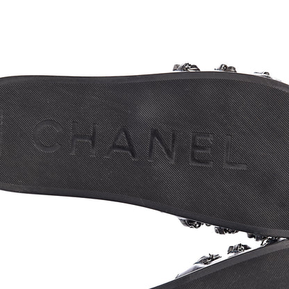 Chanel Fantasy Lambskin Chain Flat Sandals 37 Blue 5 of 8