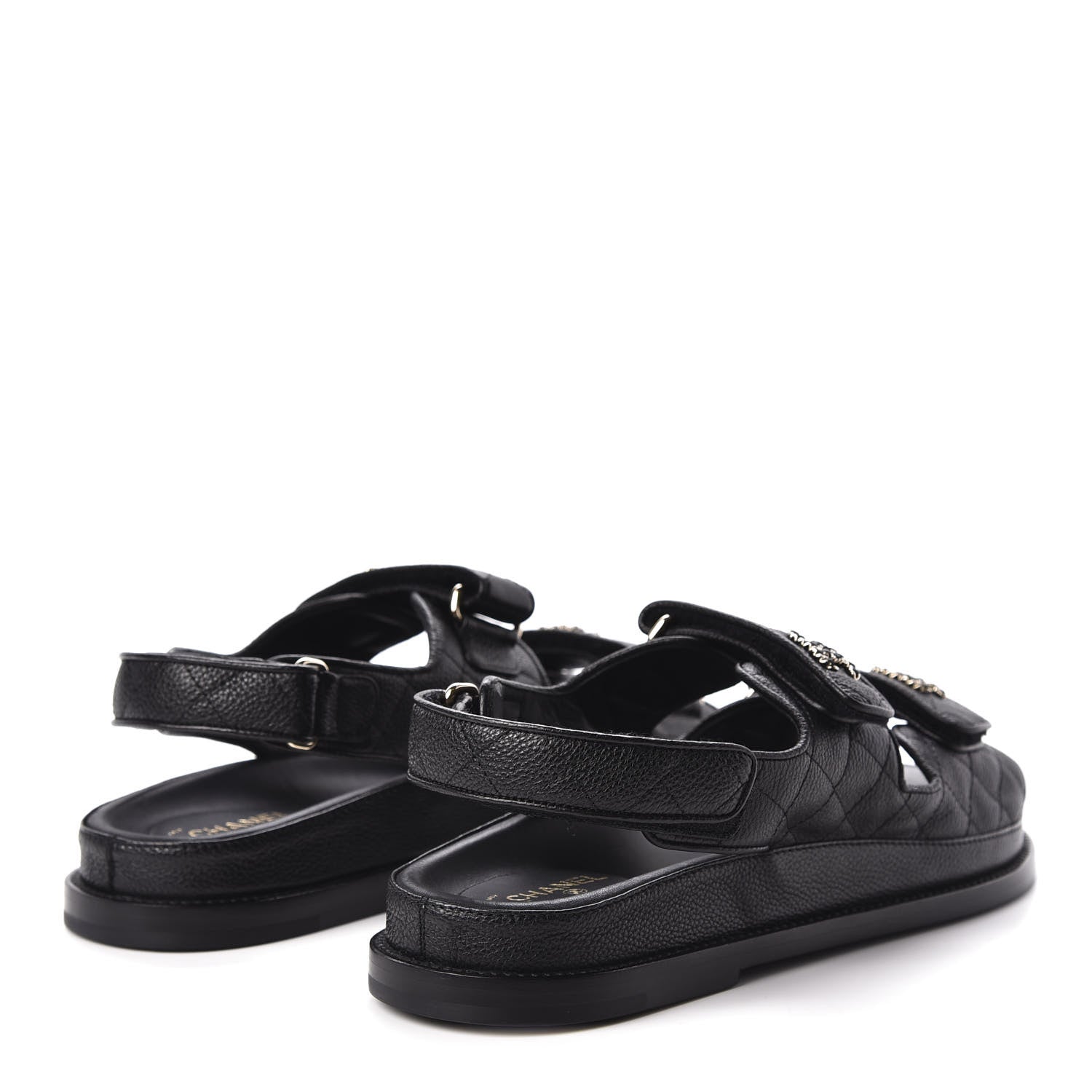 Chanel Grained Calfskin Velcro Dad Sandals 40 Black 4 of 10