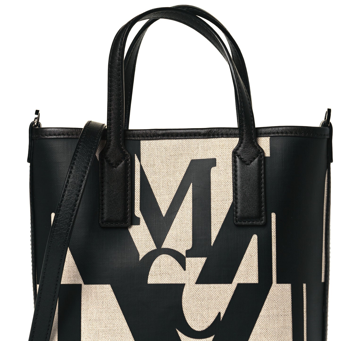 Canvas Glitch Logo Shopper Tote Black White