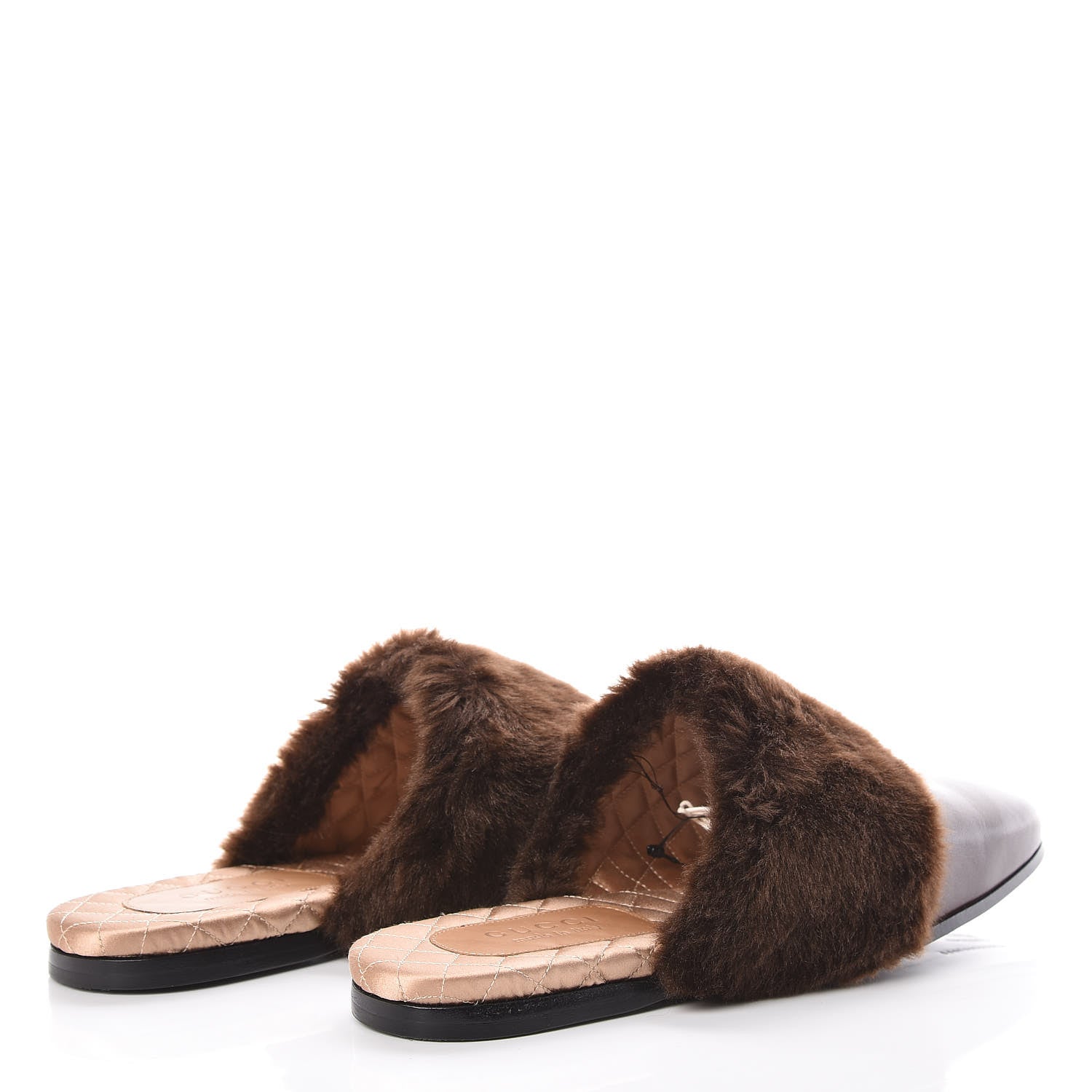 Gucci Calfskin Faux Fur Mens Lawrence Slippers 8 Scan Brown 4 of 8