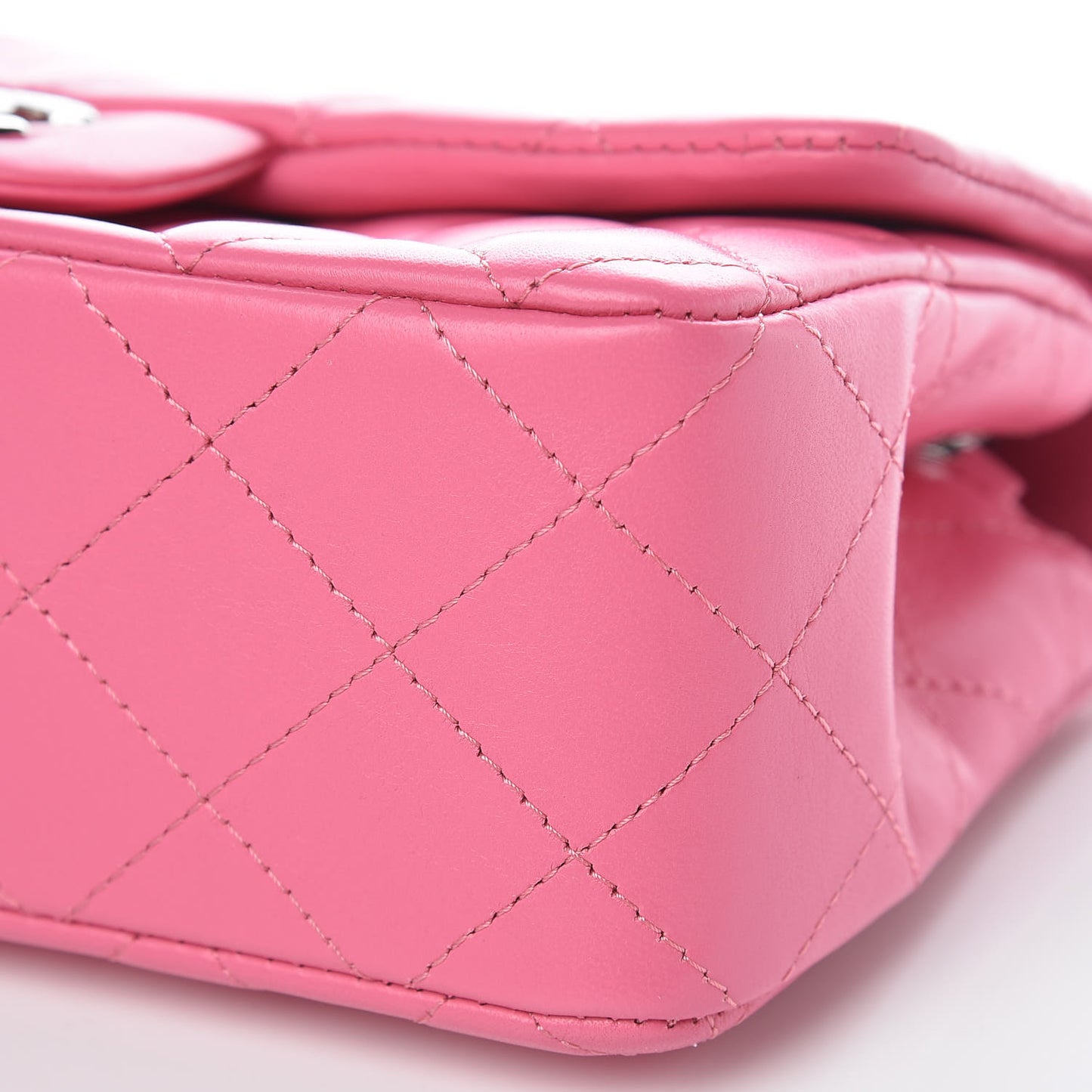 Lambskin Quilted Mini Rectangular Flap Pink