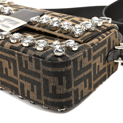 Fendi Fabric Jacquard FF 1974 Crystal Embellished Baguette Tobacco Moro Multicolor 10 of 10