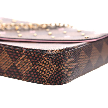 Louis Vuitton Damier Ebene Studded Pochette Felicie Chain Wallet 8 of 9