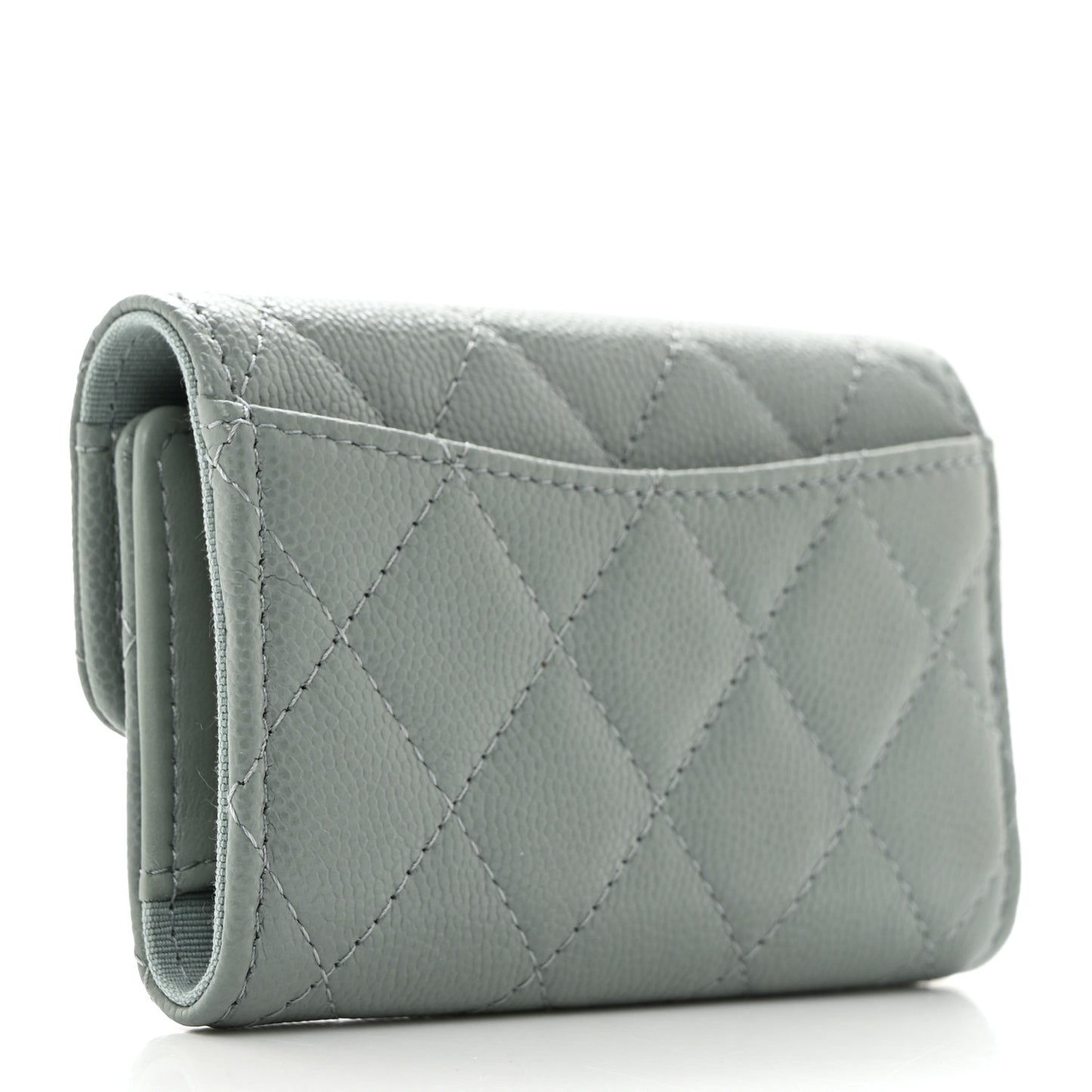 Caviar Quilted Classic 4 Key Holder Wallet Grey