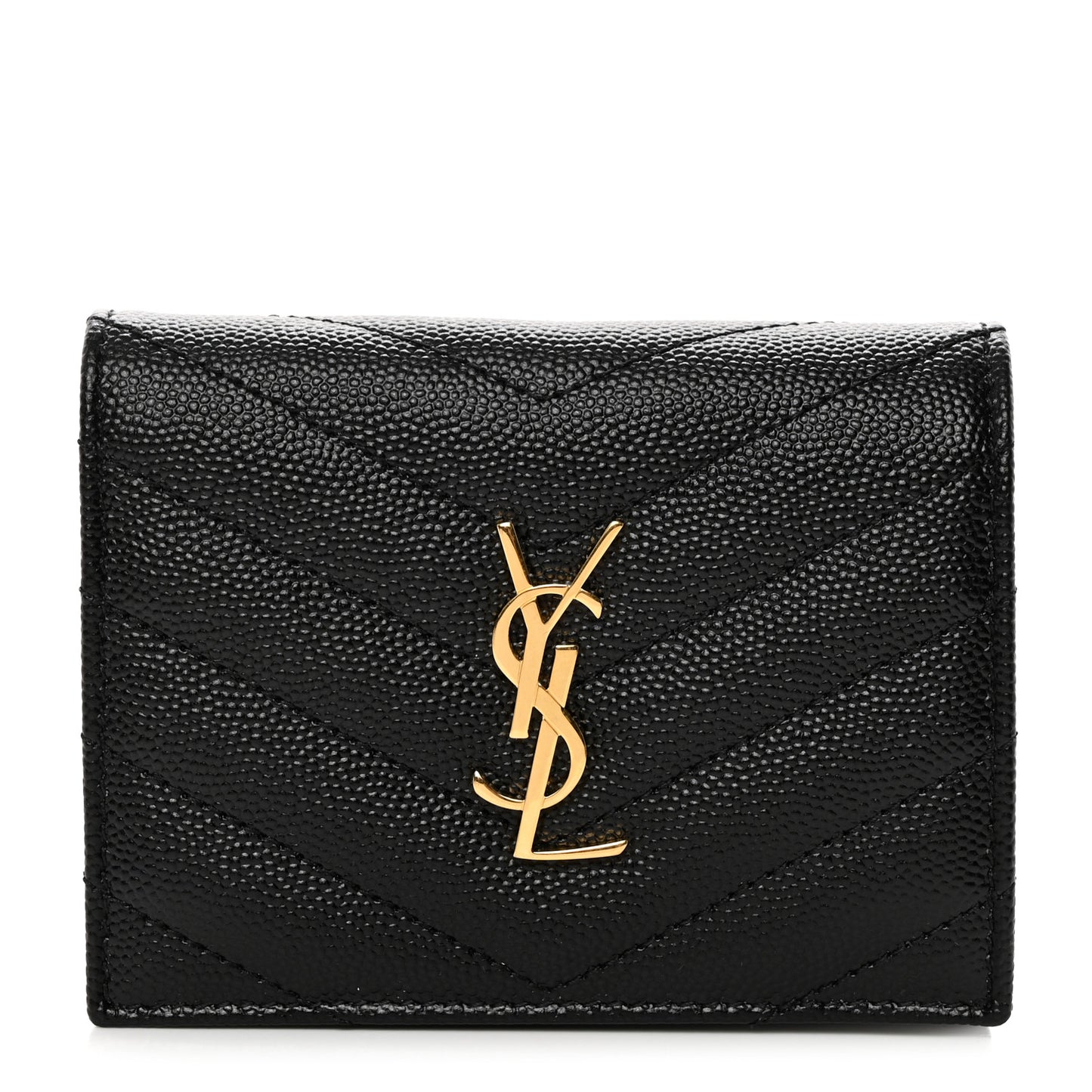 Grain De Poudre Matelasse Chevron Monogram Flap Card Case Black