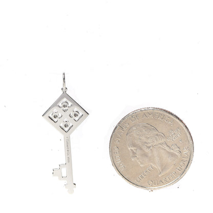 Tiffany Platinum Diamond Small Checkerboard Key Pendant 2 of 4