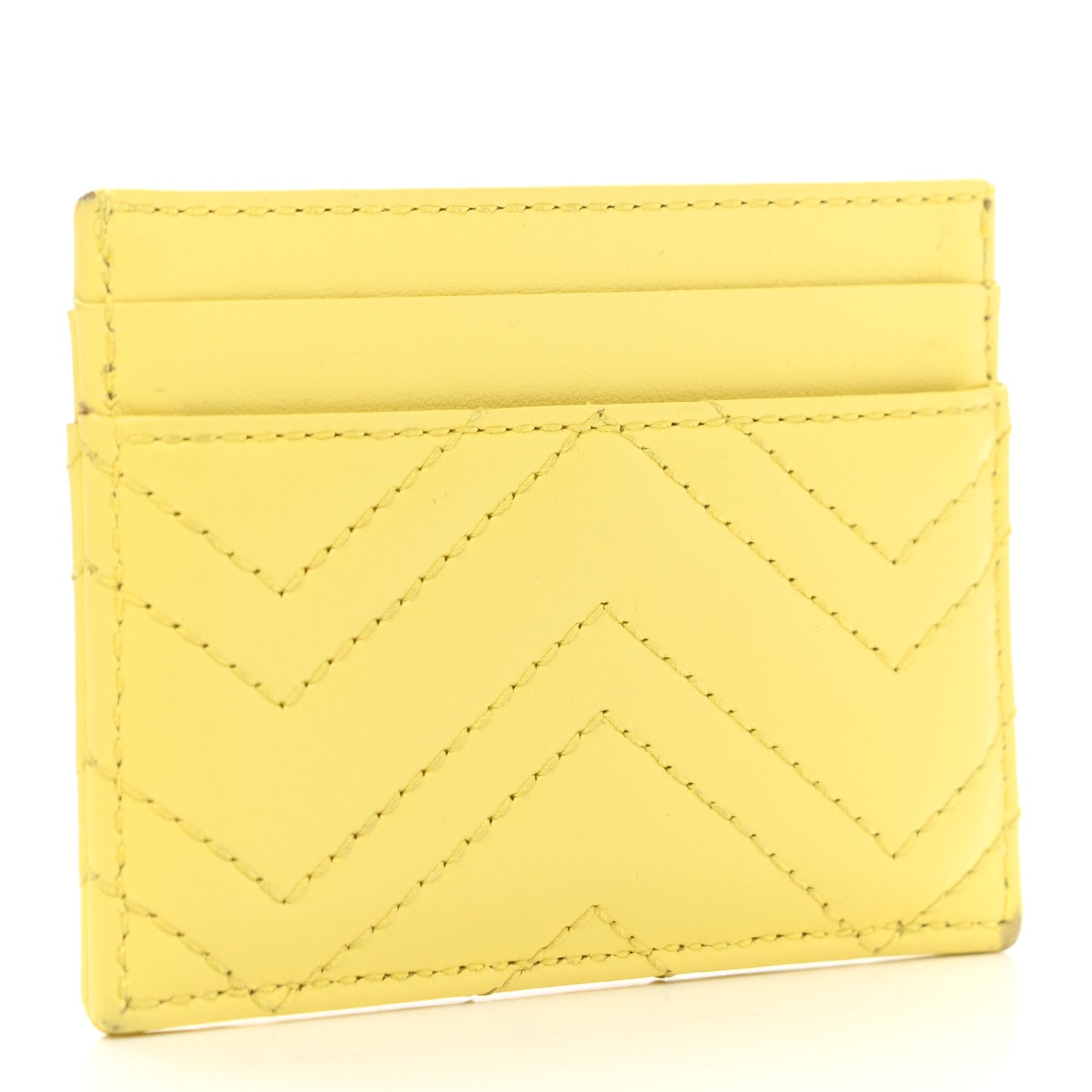 Calfskin Matelasse GG Marmont Card Holder Banana