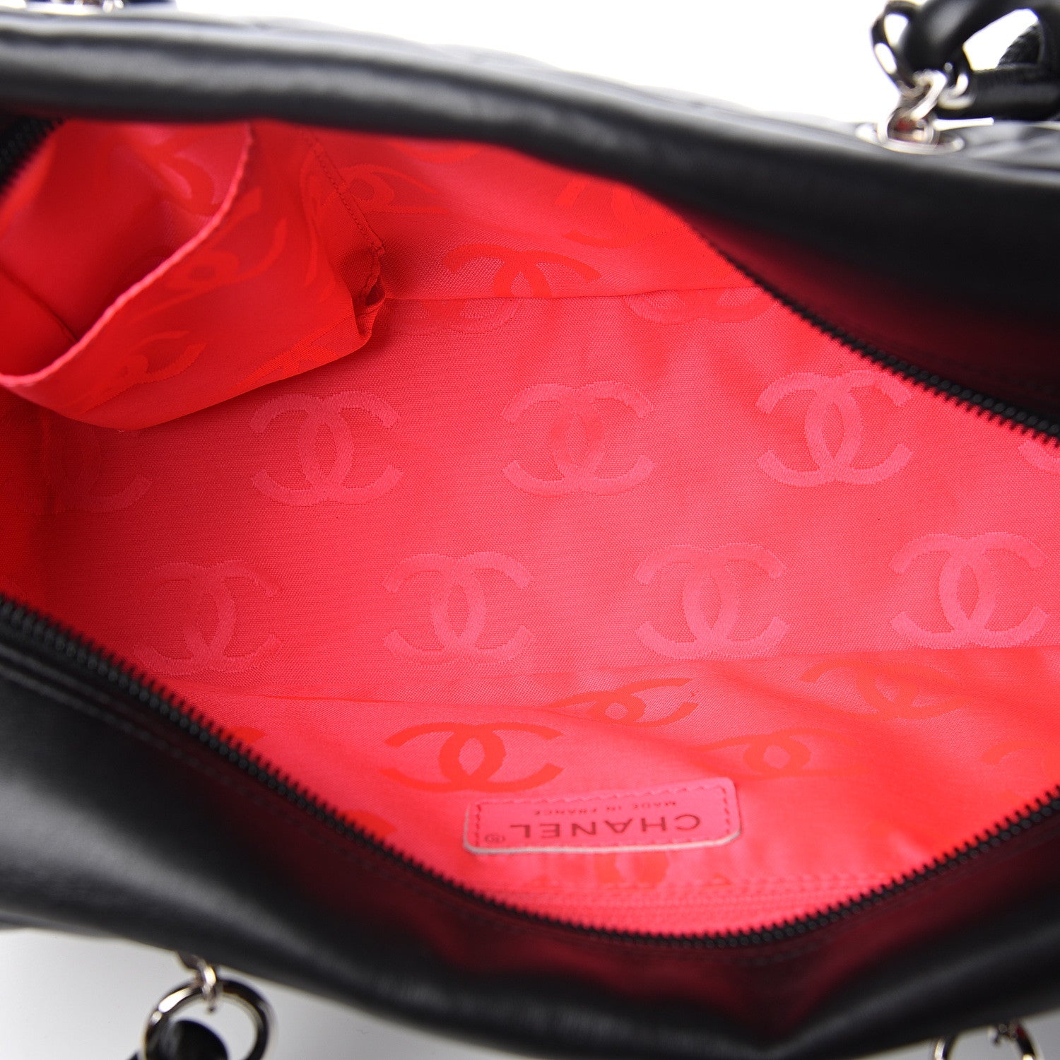 Chanel Calfskin Quilted Large Cambon Bowler Black White 4 of 10